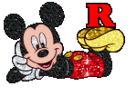 Alfabeto tintineante de Mickey Mouse recostado R. 