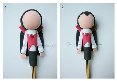 Ultimos detalles del Fofulápiz Drácula: la capa y el pelo