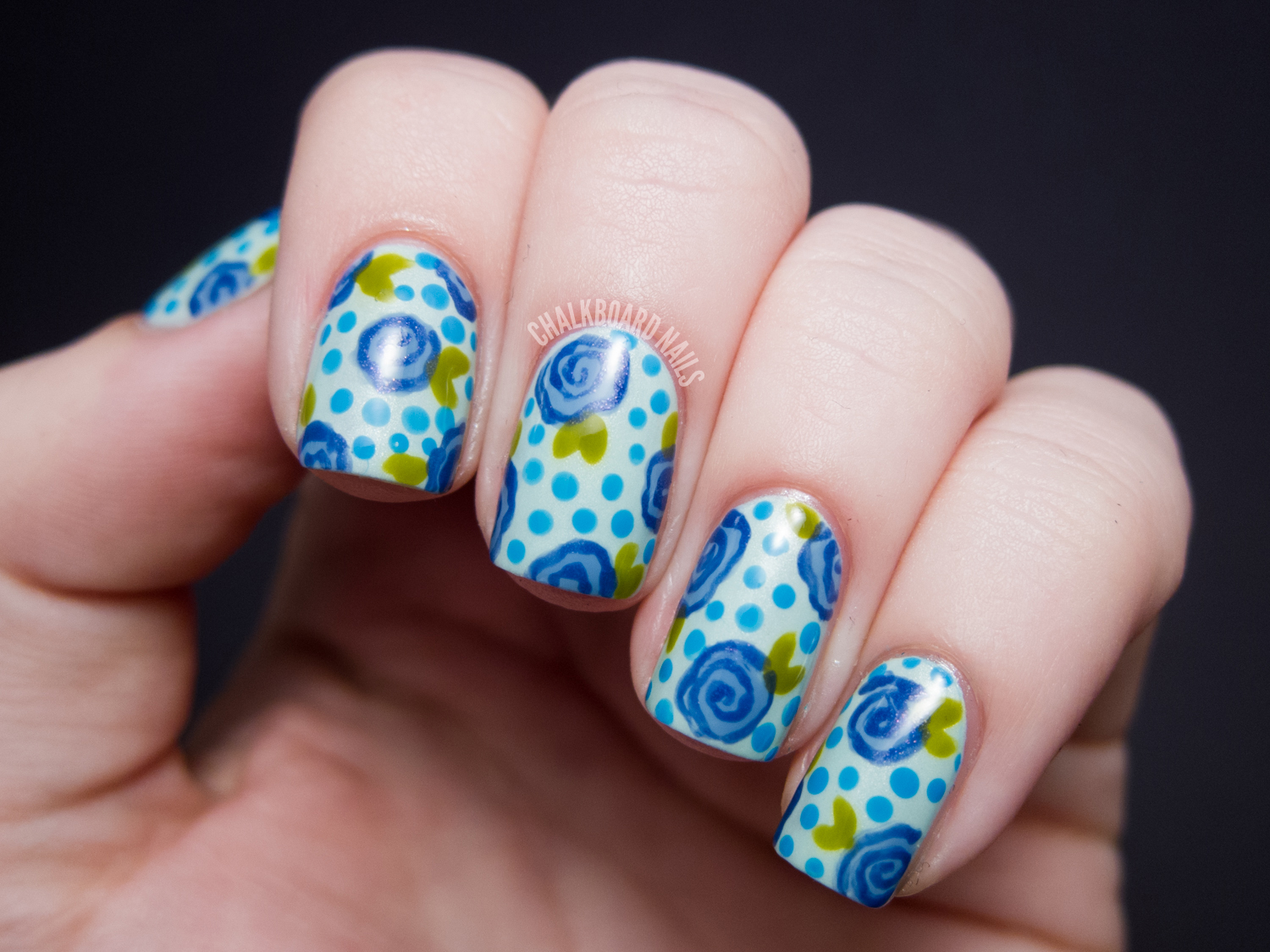 Spiral Floral China Glaze Avant Garden Nail Art Chalkboard Nails