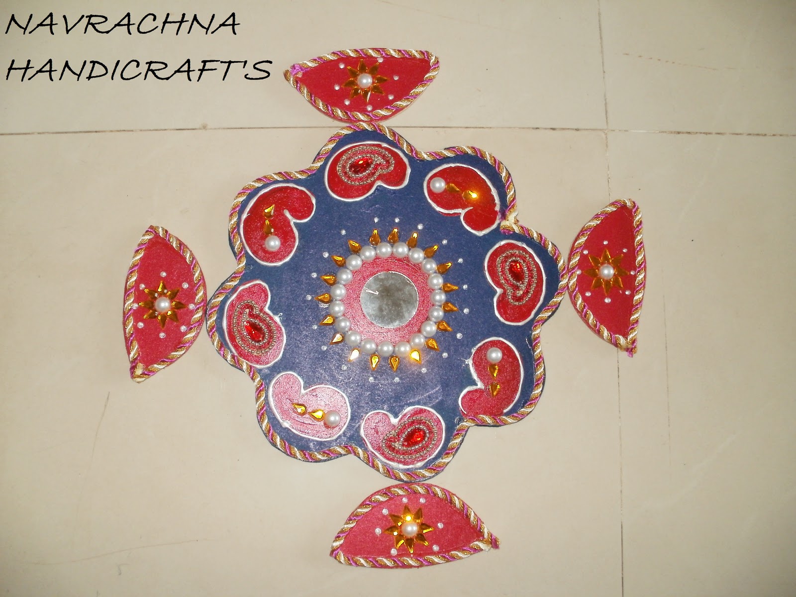 NAVRACHNA HANDICRAFT'S Flower shape 5 piece rangoli