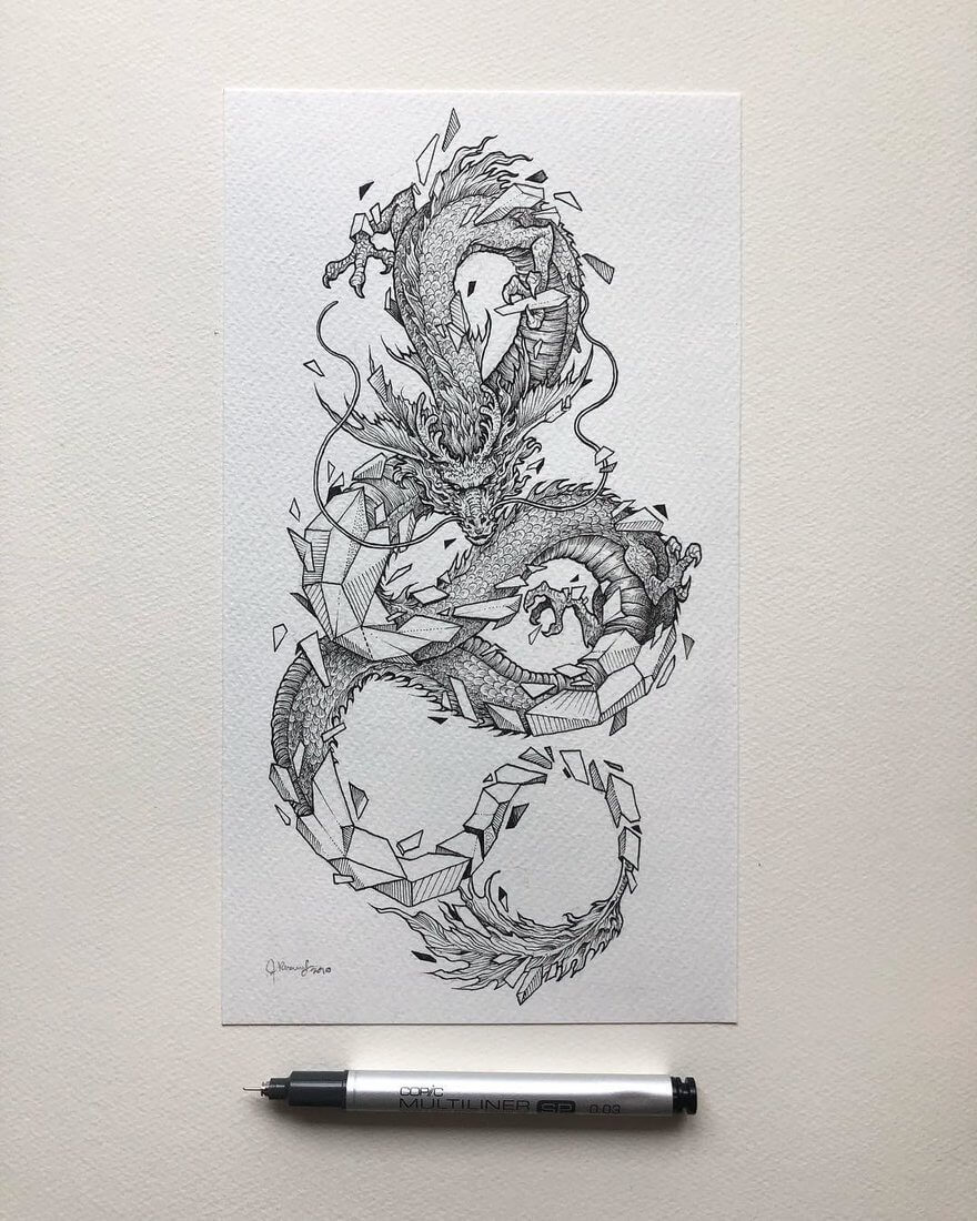 01-Asian-Dragon-Kerby-Rosanes-Detailed-Fantasy-Ink-Drawings-www-designstack-co