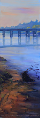 plein air oil painting of the historic Windsor Bridge across the Hawkesbury River painted by artist Jane Bennett