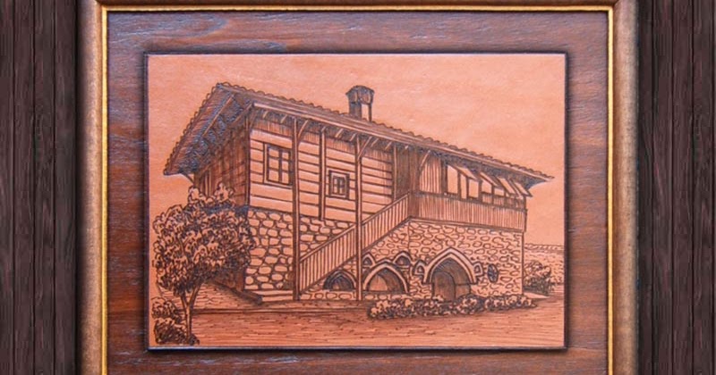 Pyrography pictures on leather