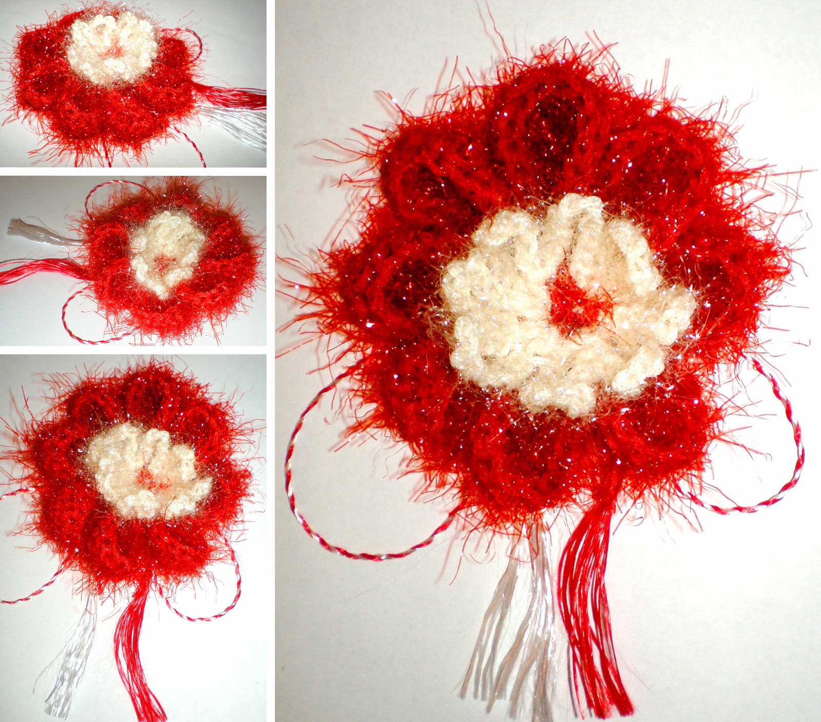 mărțișor croșetat floare tricotat 