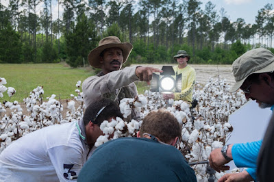 Nate Parker on the set of The Birth of a Nation