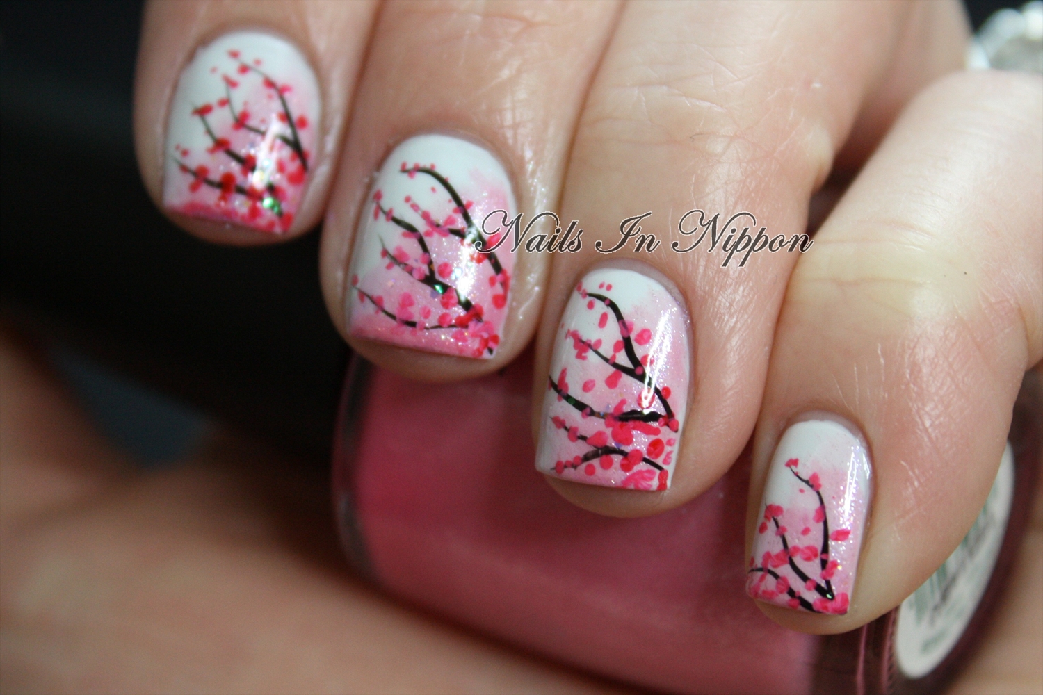 7. Tan and Gray Abstract Nail Art with Pink Details - wide 8