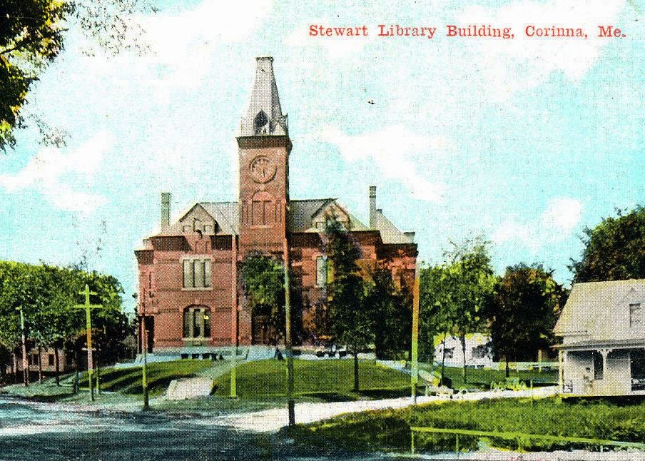 Library Postcards 1911, Stewart Library, Corinna, Maine