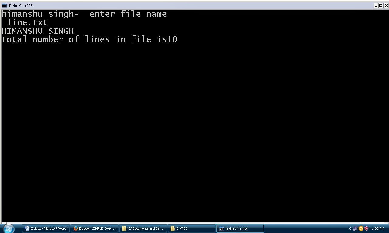 SIMPLE C++ PROGRAMS OF HIMANSHU SINGH COUNT NUMBER OF "LINES" PRESENT