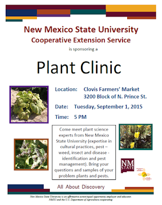 Flyer announcing the location, date and time of the Clovis Plant Clinic Advertising flyer for Clovis Plant Clinic