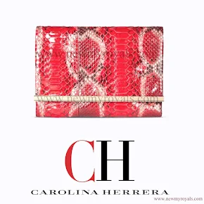 Queen Letizia wore Carolina Herrera Animal Print Clutch Bag