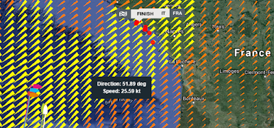 graphic of VOR Leg 8, Lisbon to Lorient, Positions at: 9 June 18:44 UTC