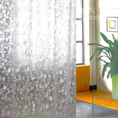  New Arrival Rain Flower Pebbles Design Waterproof Shower Curtain
