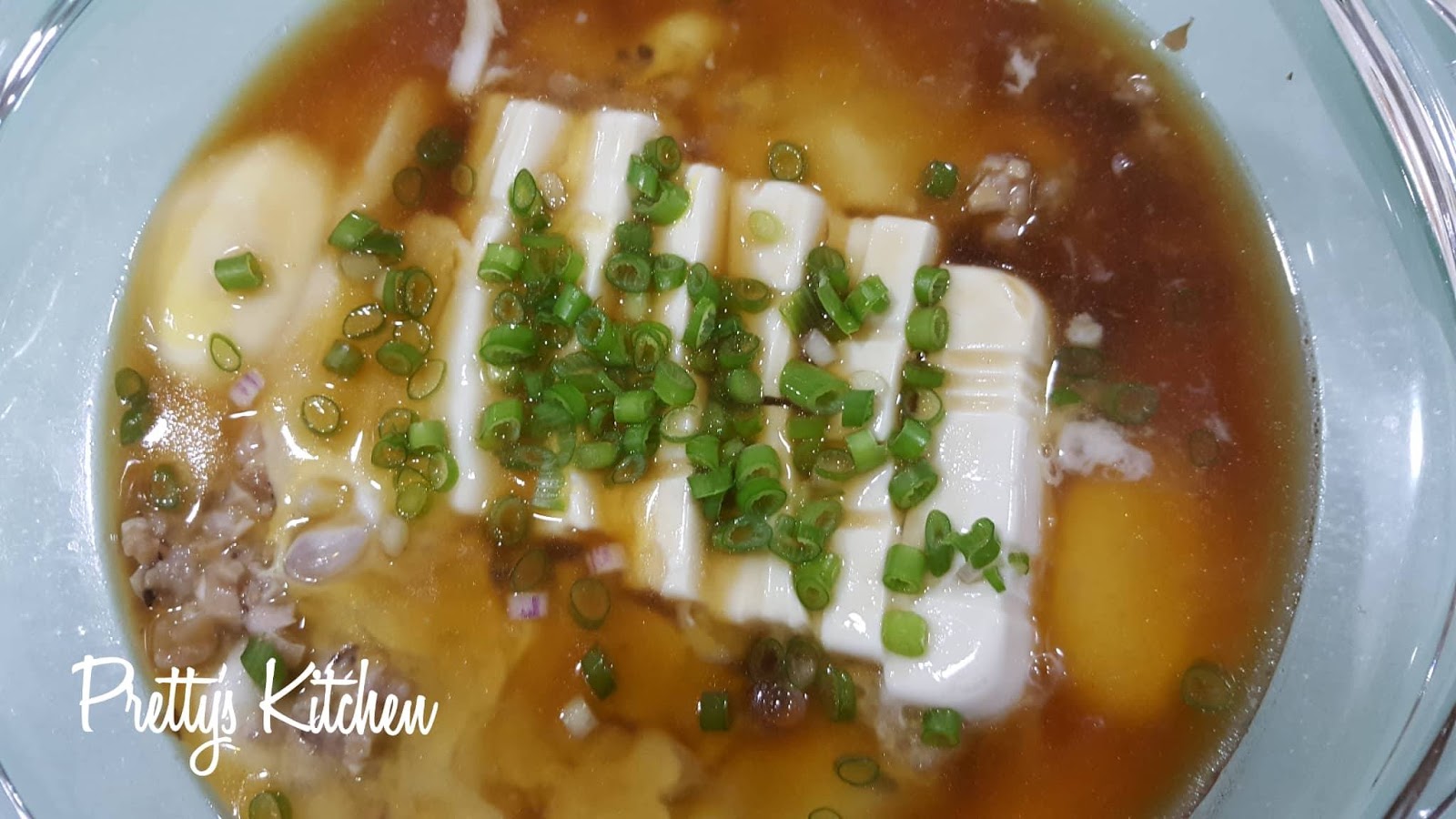 Steamed Soft Tofu with Minced Meat & Eggs