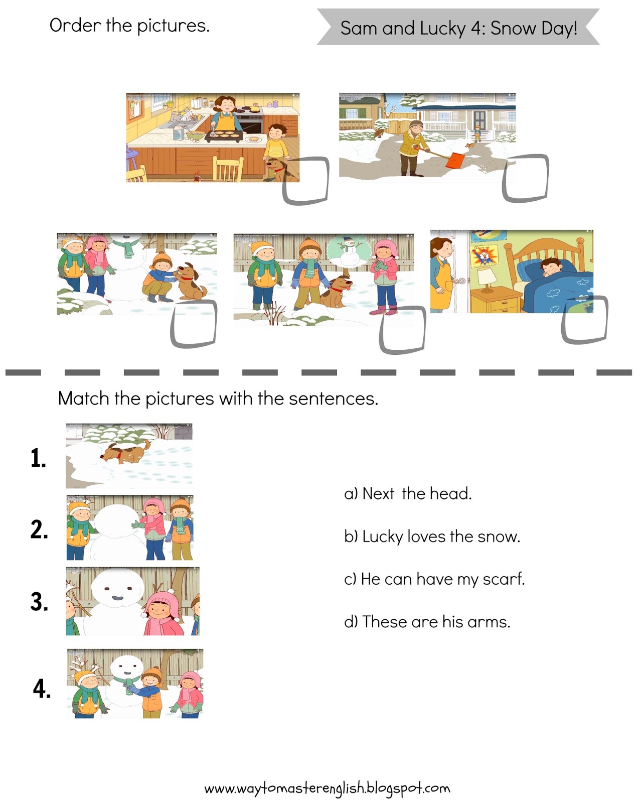 Funglish: Sam and Lucky: Snow Day - worksheets