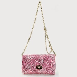 Metallic Quilted Fashion Evening Purse Clutch in Pink