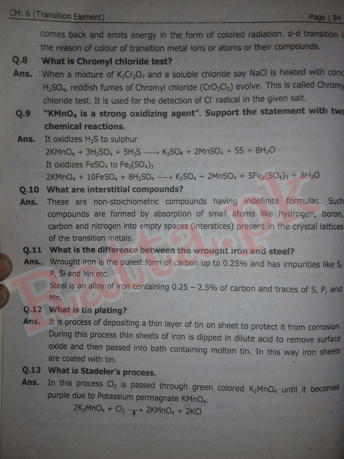 FSc 2nd Year Chemistry Chapter 6 Short Questions