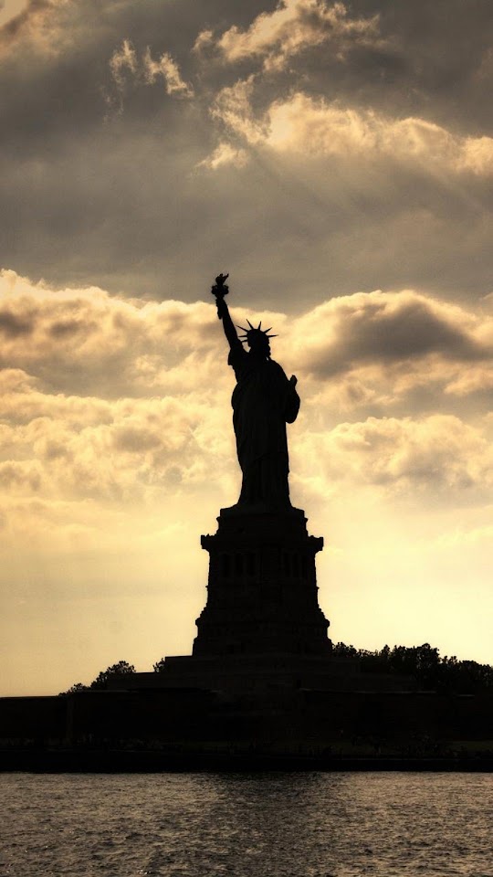 Statue Of Liberty Silhouette Sunrise  Android Best Wallpaper