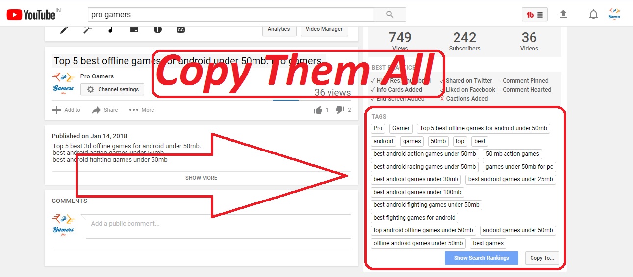 How To Copy Tags From Other Youtube Videos. Step By Step (With Pictures)