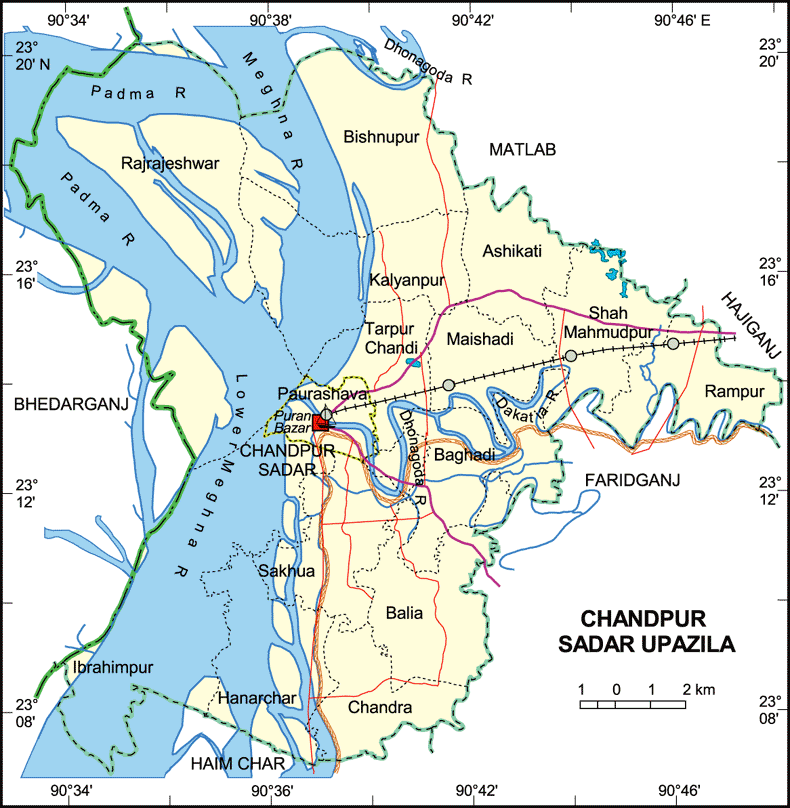 Chandpur Sadar Upazila Map Chandpur District Bangladesh