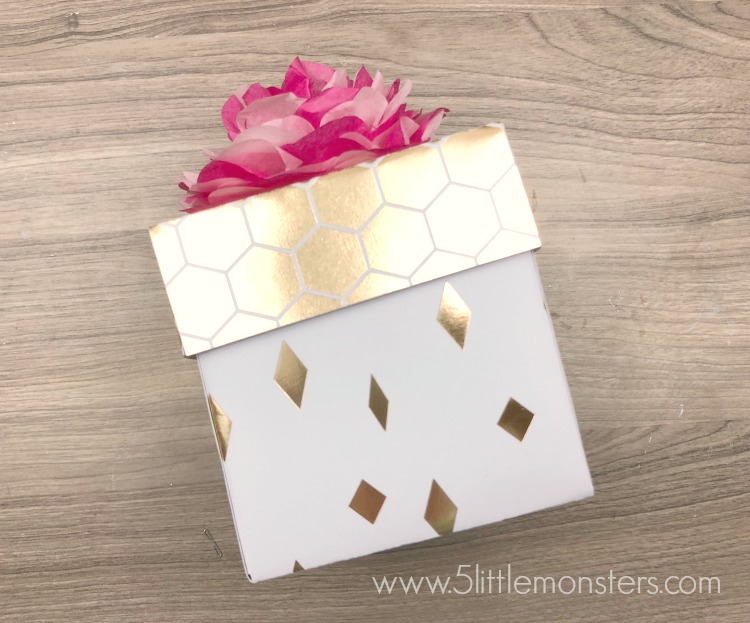 5 Little Monsters Paper Gift Box with Tissue Paper Flower