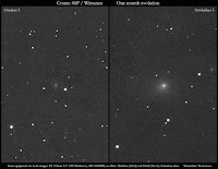 Kometa 46P/Wirtanen - porównanie wyglądu z 05.10 i 05.11.2018 r. Credit: Maximilian Teodorescu (Magurele, Rumunia)