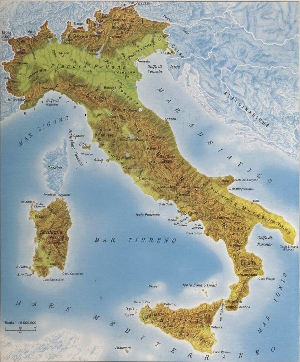 Cartina Dell'italia Fisica