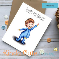 Printable birthday card with a baby pointing