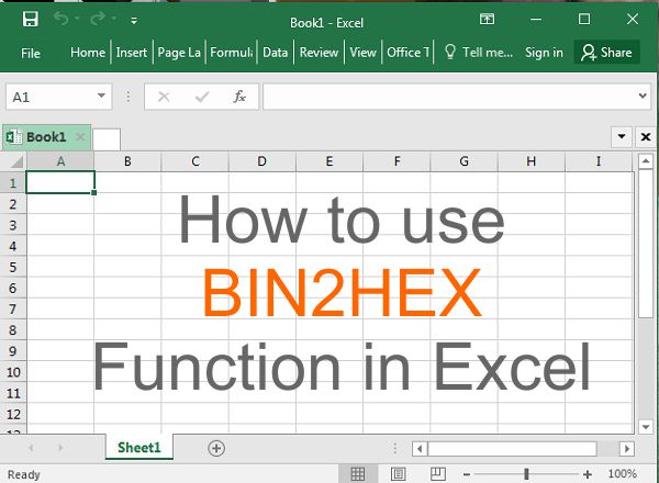 how to use bin2hex function in excel