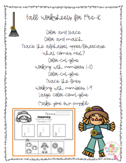 Fall Worksheets ~ Preschool Printables