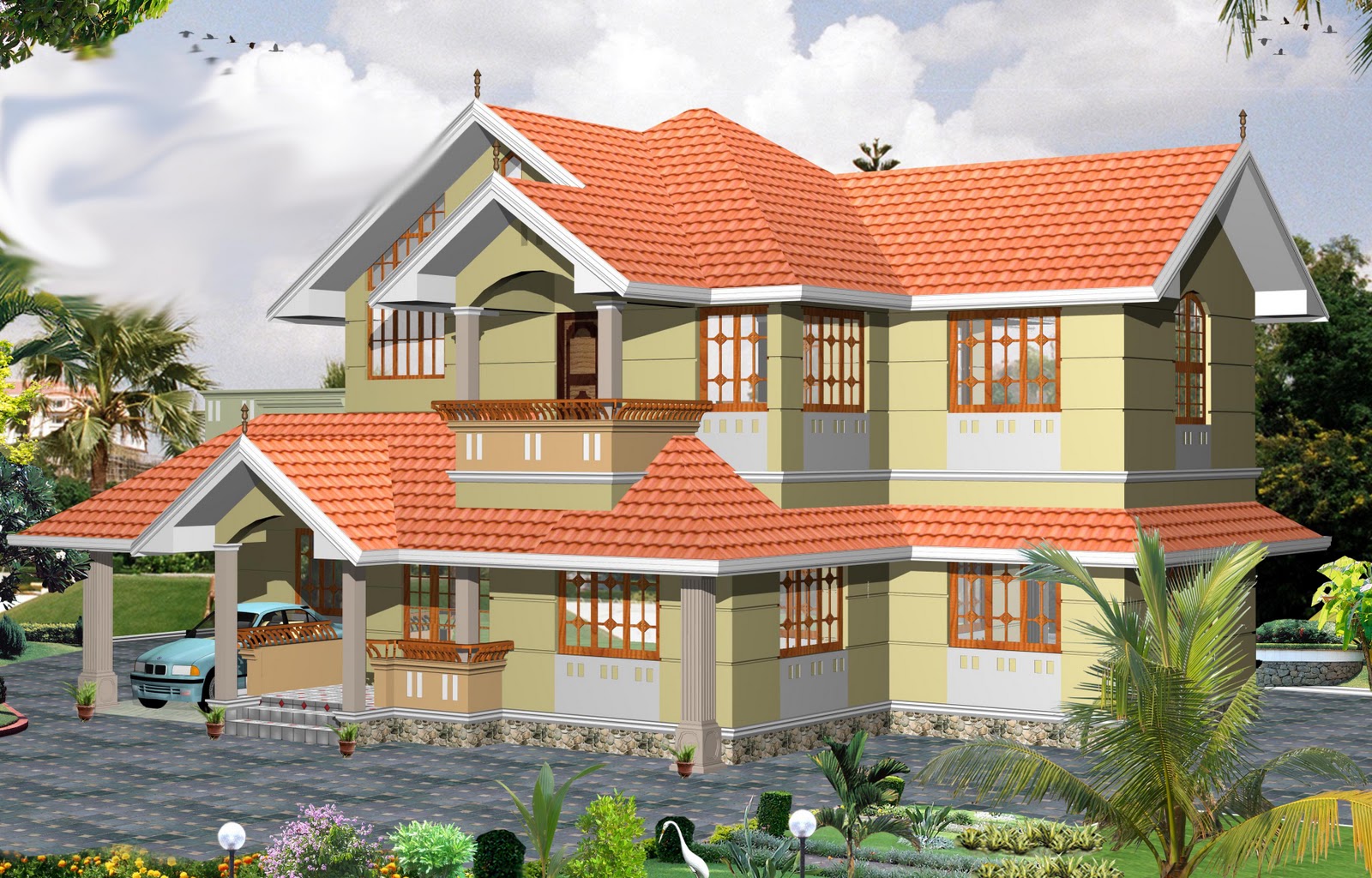 Kerala Building Construction: 2000 sqft 3BHK House Plan Kerala Home