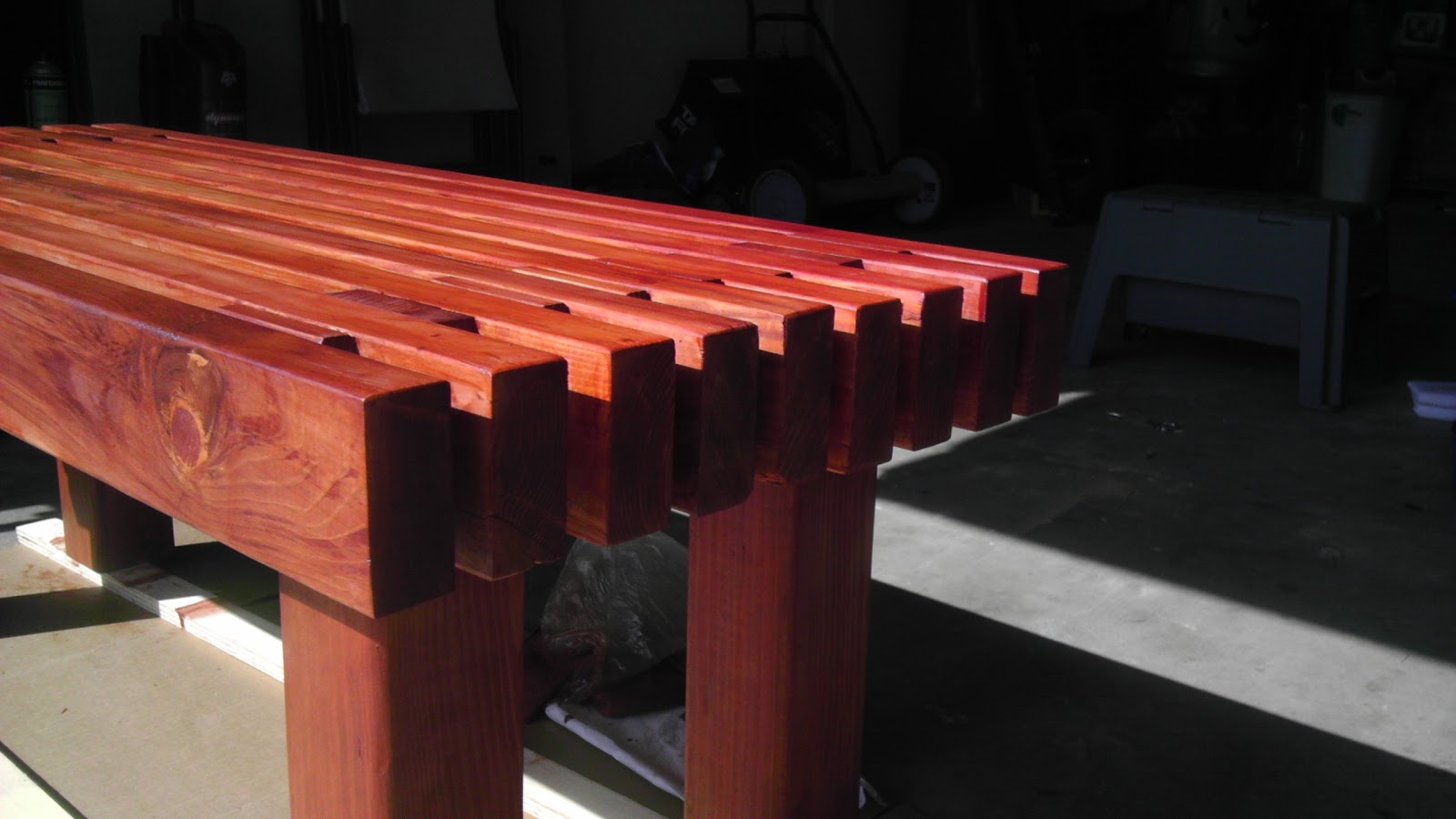 DIY Redwood Garden Bench