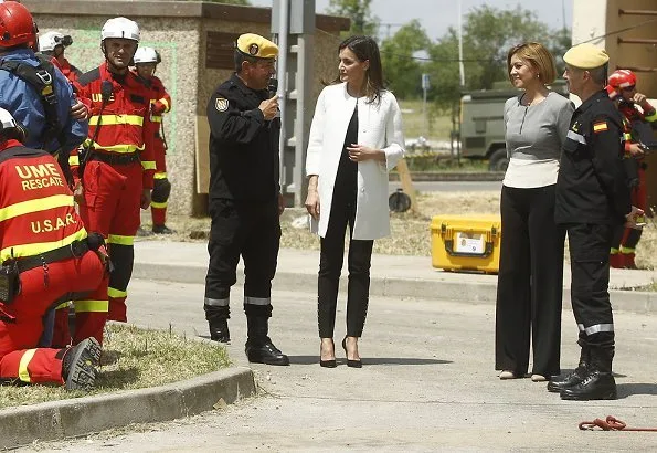 Queen Letizia wore Adolfo Dominguez Coat, Carolina Herrera Clutch bag abd she wore Magrit pumps.she wore Pedro del Hierro dress 2017-18 collection