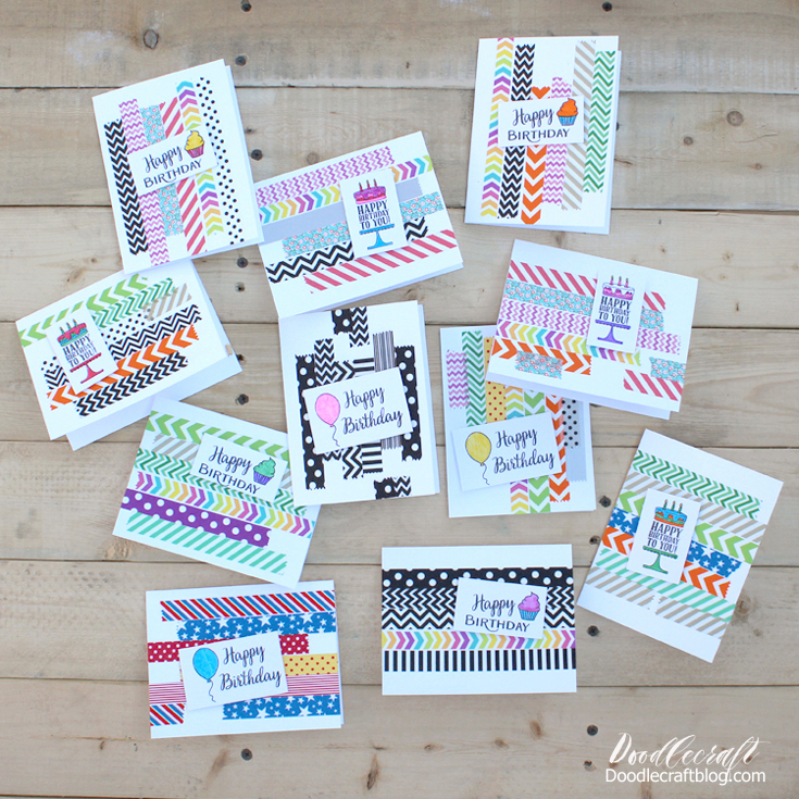 Simple Washi Tape Birthday Cards Papercrafting