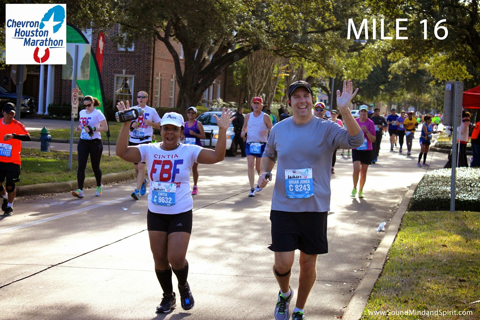 Smiles at Mile 16 with Simply Cintia -  Chevron Houston Marathon 
