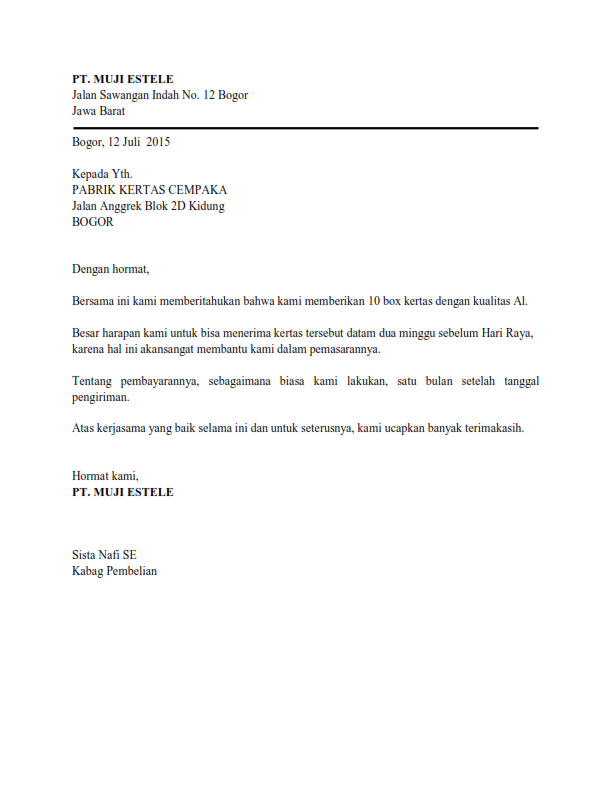 Kumpulan Bentuk Surat Lengkap