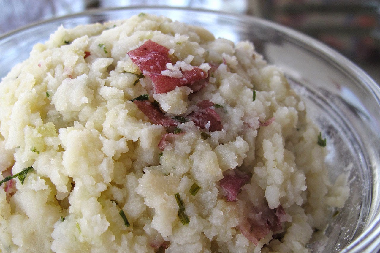 Savoring Time in the Kitchen Chive and Garlic Mashed Red Potatoes and Brussels Sprout Hash