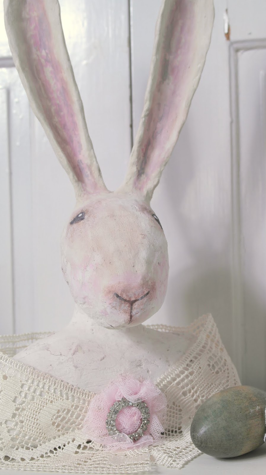 Vintage Shabby chic Pappmaché Hase/ Osterhase
