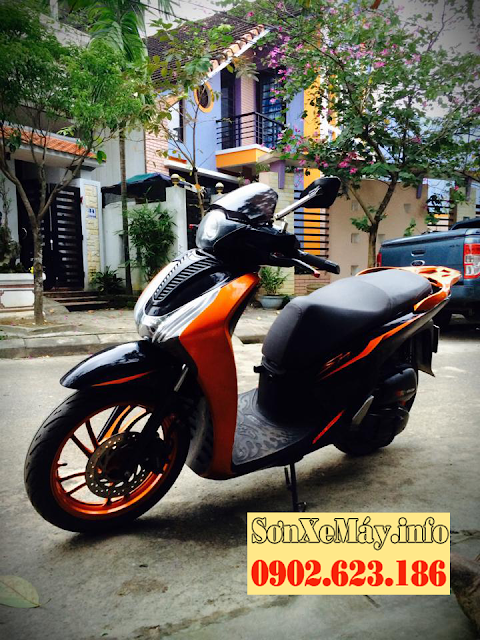 Sơn phối màu xe Honda SH màu cam đen cực đẹp