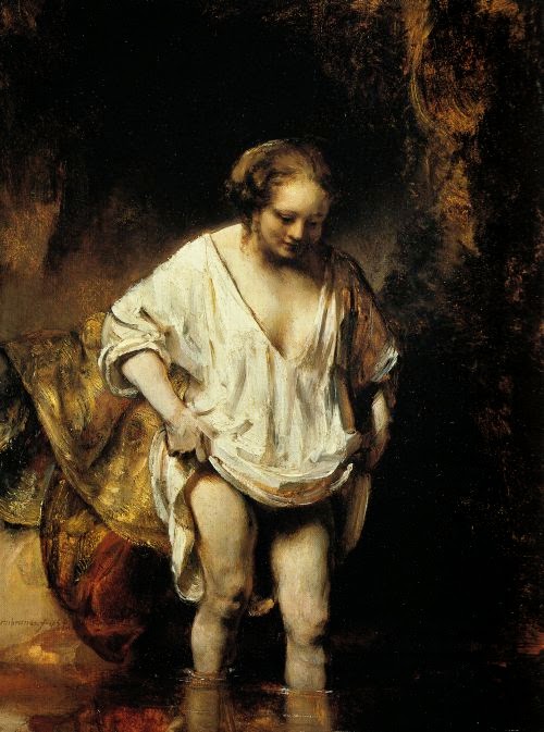 Femme se baignant dans une rivière de Rembrandt, 1654