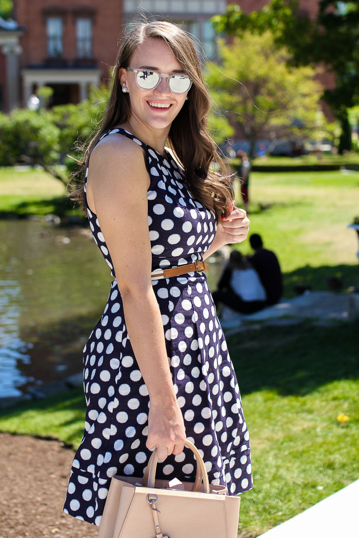 Krista Robertson, Covering the Bases, Travel Blog, NYC Blog, Preppy Blog, Style, Fashion Blog, Preppy Looks, NYC, Summer Must Haves, Summer Fashion, Polka Dot Dress, Navy Dress, Summer in NYC