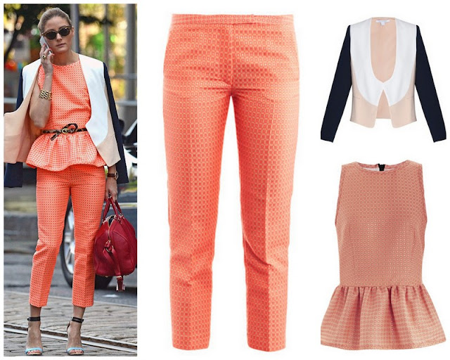 Olivia Palermo in MSGM Top and Pants with Diane von Furstenberg Jacket