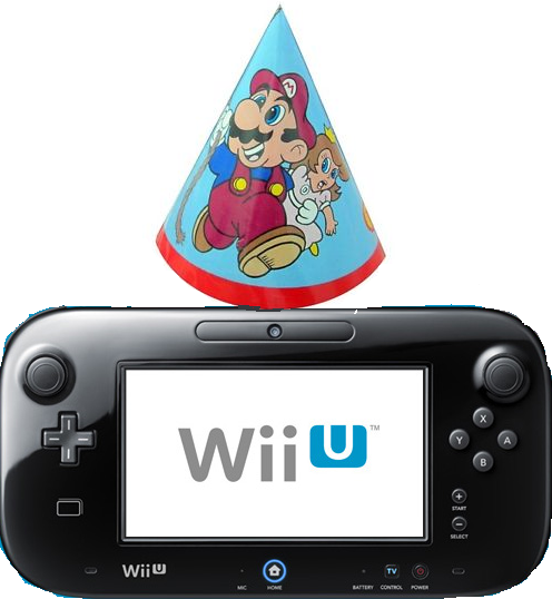 Nintendo Wii U GamePad with a birthday hat