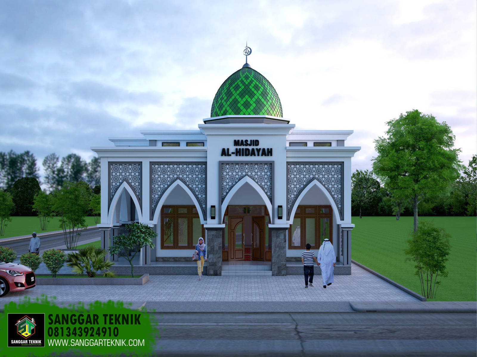 DESAIN MASJID MODERN 12x10,6 1 LANTAI SANGGAR TEKNIK