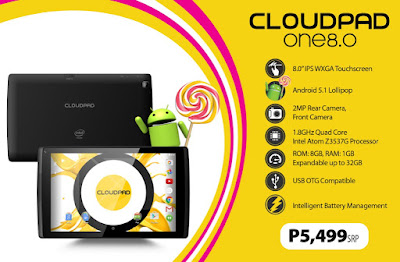 CloudFone CloudPad One 8.0 Unveiled, 8-inch Android Lollipop Tablet for Php5,499
