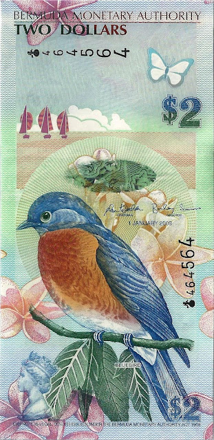 Bermuda Currency 2 Dollars banknote 2009 Bluebird