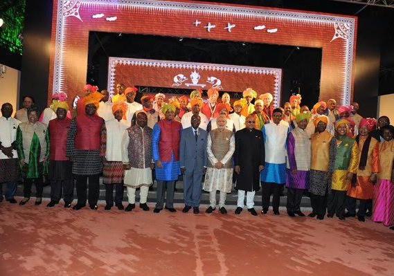African leaders wear Indian clothes at the Africa India summit