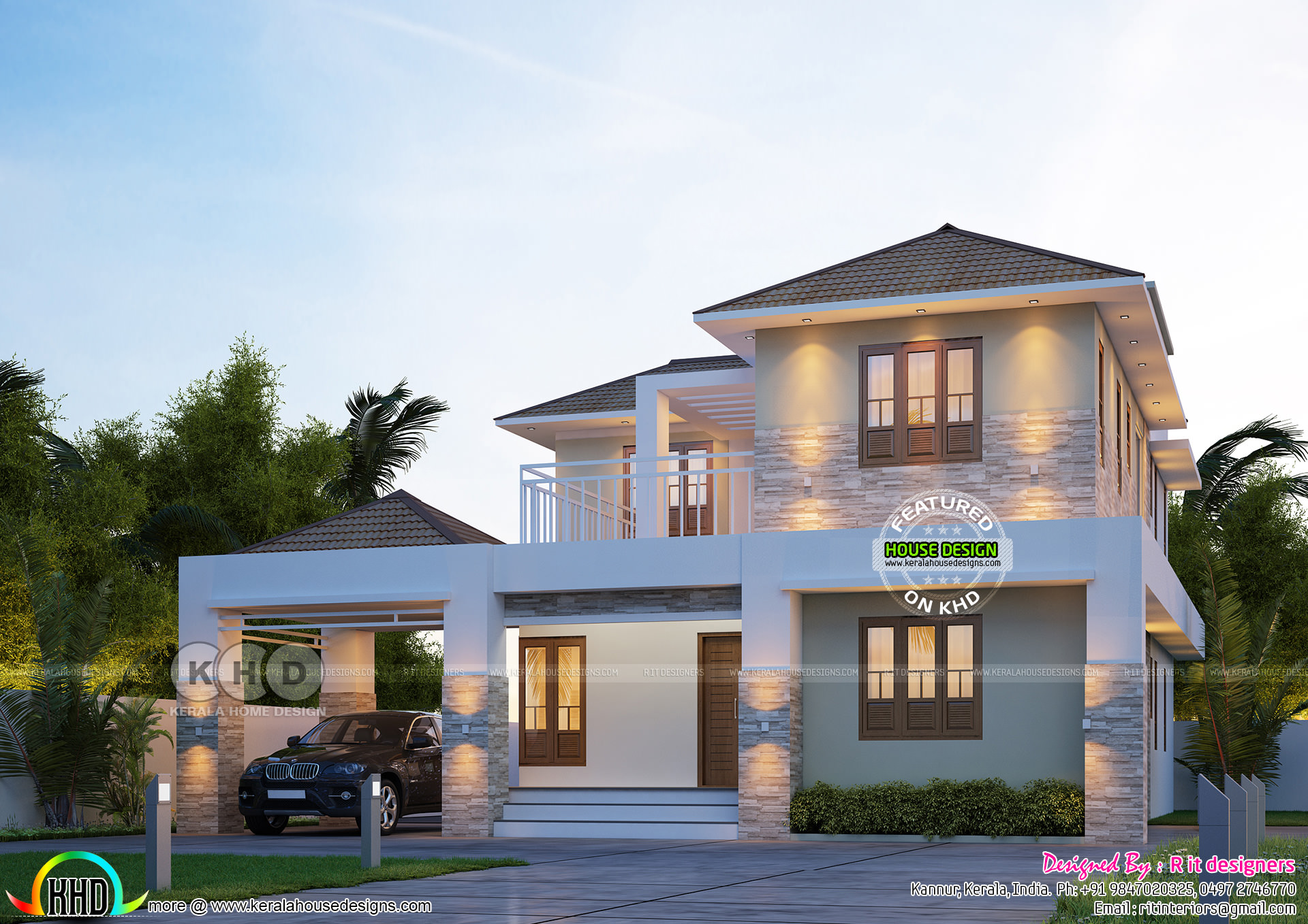 Elegant Sloping Roof 2439 Sq Ft Home Design Kerala Home