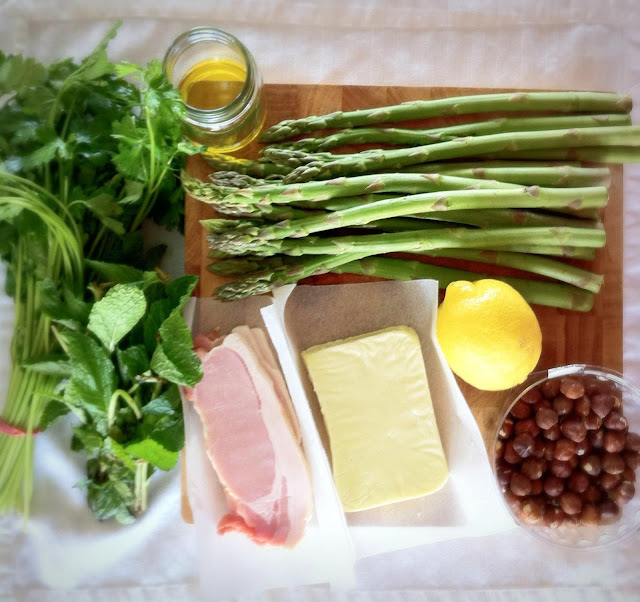 kayla marie's kitchen Asparagus, Bacon & Halloumi Salad with Mint