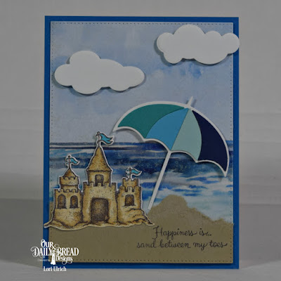 Our Daily Bread Designs Stamp Set: Sending You Sunshine, Our Daily Bread Designs Paper Collection:	By the Shore, Our Daily Bread Designs Custom Dies: Clouds and Raindrops, Pierced Rectangles, Sandcastle, Umbrellas
