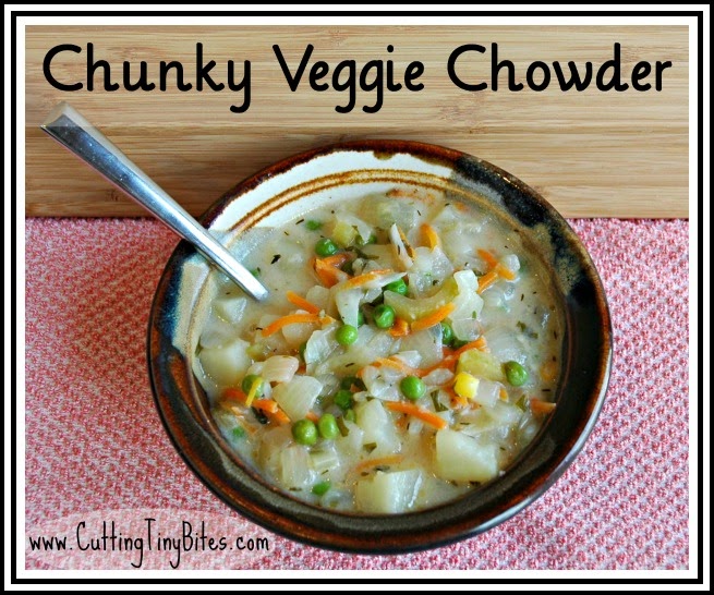 Chunky Veggie Chowder.  Delicious vegetarian soup, bursting with summer flavors.